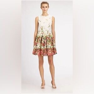 RED VALENTINO STRAWBERRY PRINT COTTON A-LINE DRESS